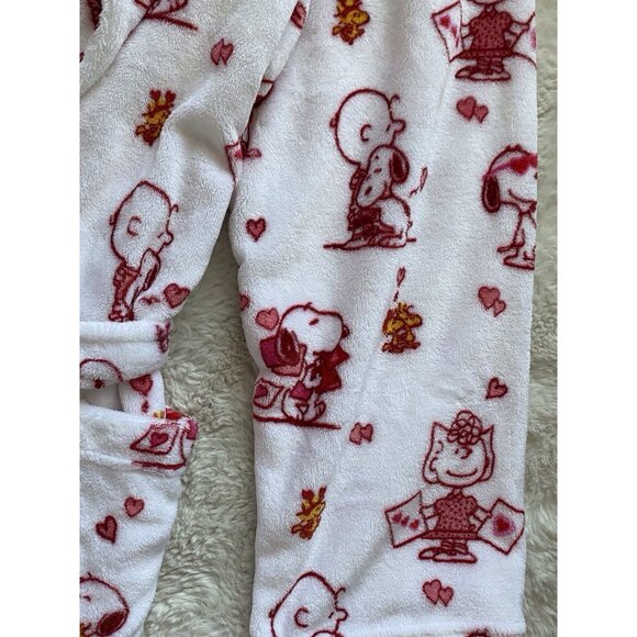 Peanuts Snoopy Charlie Brown Whole Gang Valentines Soft Robe Women’s Sz L / XL - Picture 3 of 10